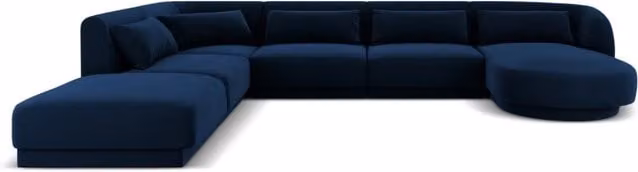 Divano panoramico sinistro Tulum di Cosmopolitan Design in velluto blu reale da 6 posti