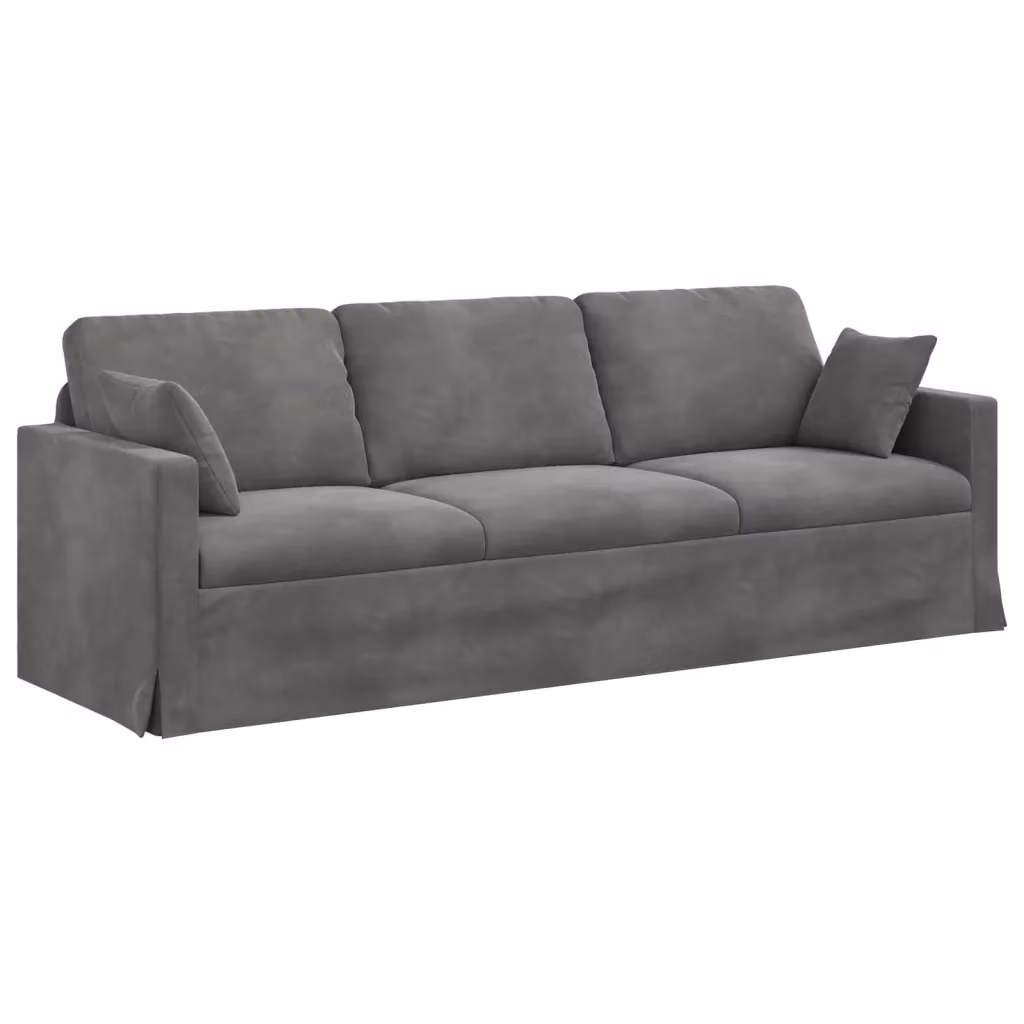 Divano moderno vidaXL in velluto grigio con coperture rimovibili L: 228 cm, P: 78 cm, H: 80 cm – 2