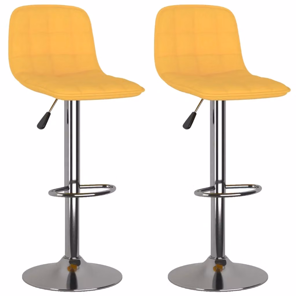 Set di 2 sgabelli da bar vidaXL moderni in tessuto giallo con struttura in metallo – 2