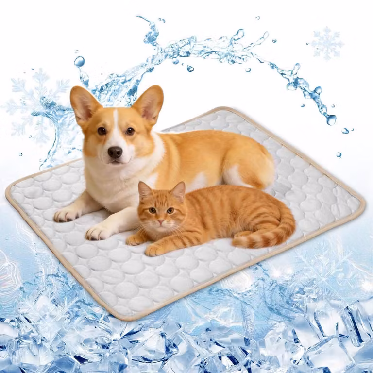 Tappetino refrigerante per cani, 69x50 cm, grigio, taglia L, resistente ai graffi, pieghevole, in poliestere