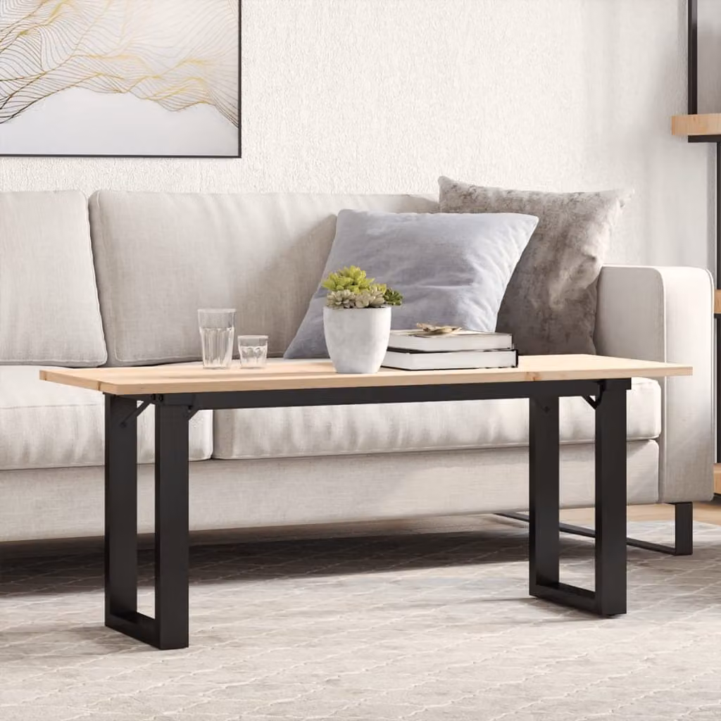 Maison Exclusive - Tavolino Salotto Telaio a O 110x40x45cm Legno Pino e Acciaio