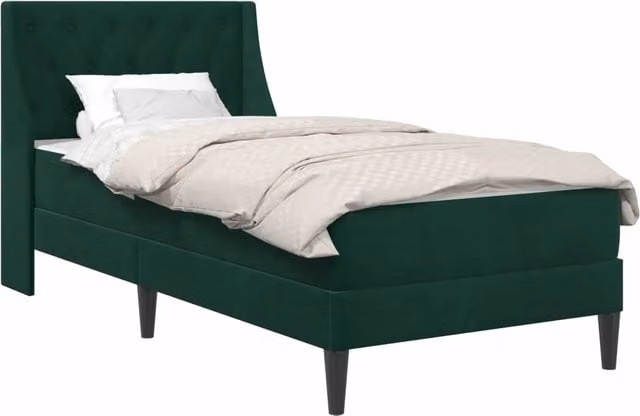Letto singolo | Letto per adulti | Struttura letto con materasso Verde Scuro 90 x 200 cm Velluto