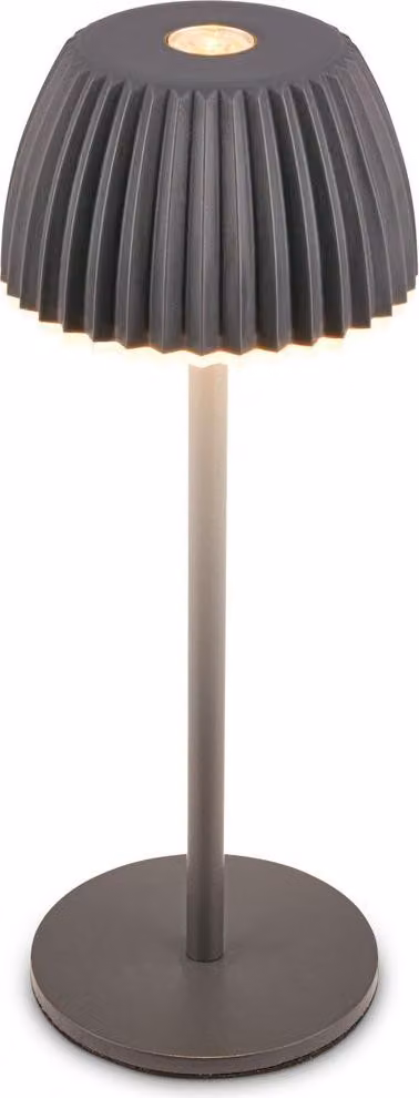 Briloner CHAMP Nano Lampada da tavolo senza fili IP44, dimmerabile, touch, batteria, vincitrice del German Design Award 2025, antracite, Ø6 x 15,5 cm