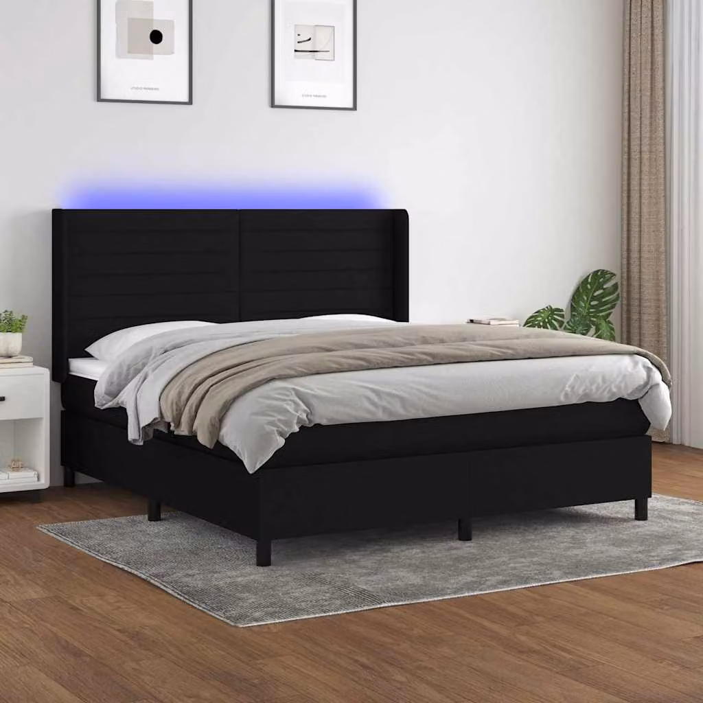 Letto a Molle vidaXL con Illuminazione LED e Porta USB in Tessuto L/P: 180 x 200 cm – 1