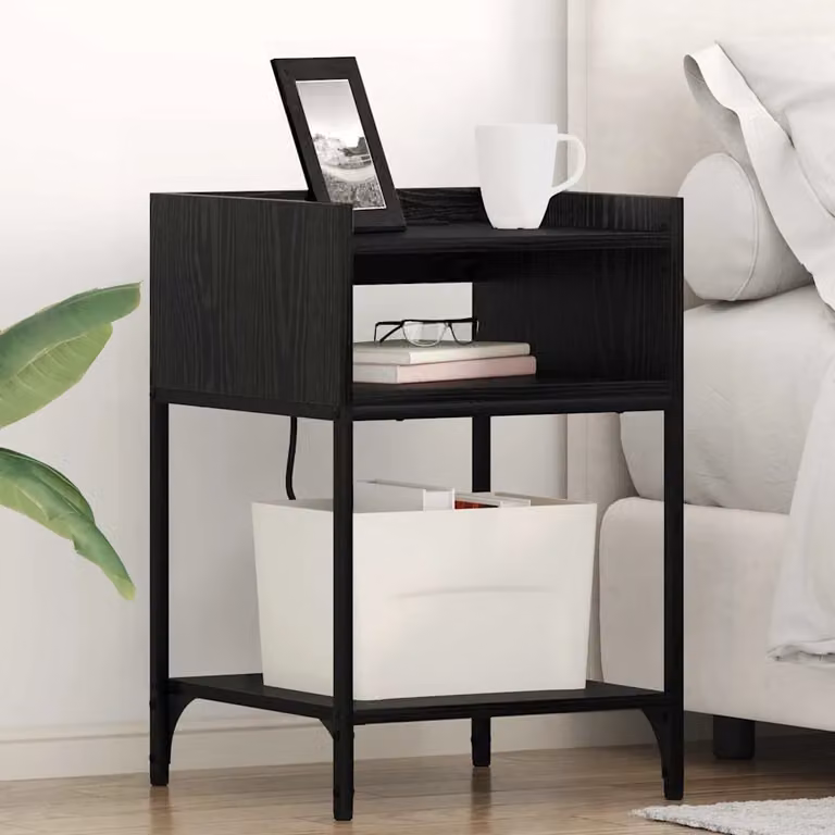 Set di 2 Armadi da Notte vidaXL in Rovere Nero, L/P/H: 40 x 40 x 61 cm