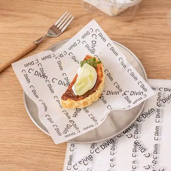 Carta anti-grasso, 100 fogli, 18×18 cm, bianca, per alimenti, fodere per cestini, picnic