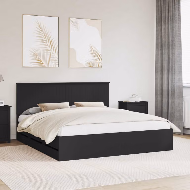 Struttura del letto vidaXL in legno ingegnerizzato nero con cassetti L/P/H: 180 x 200 x 100 cm
