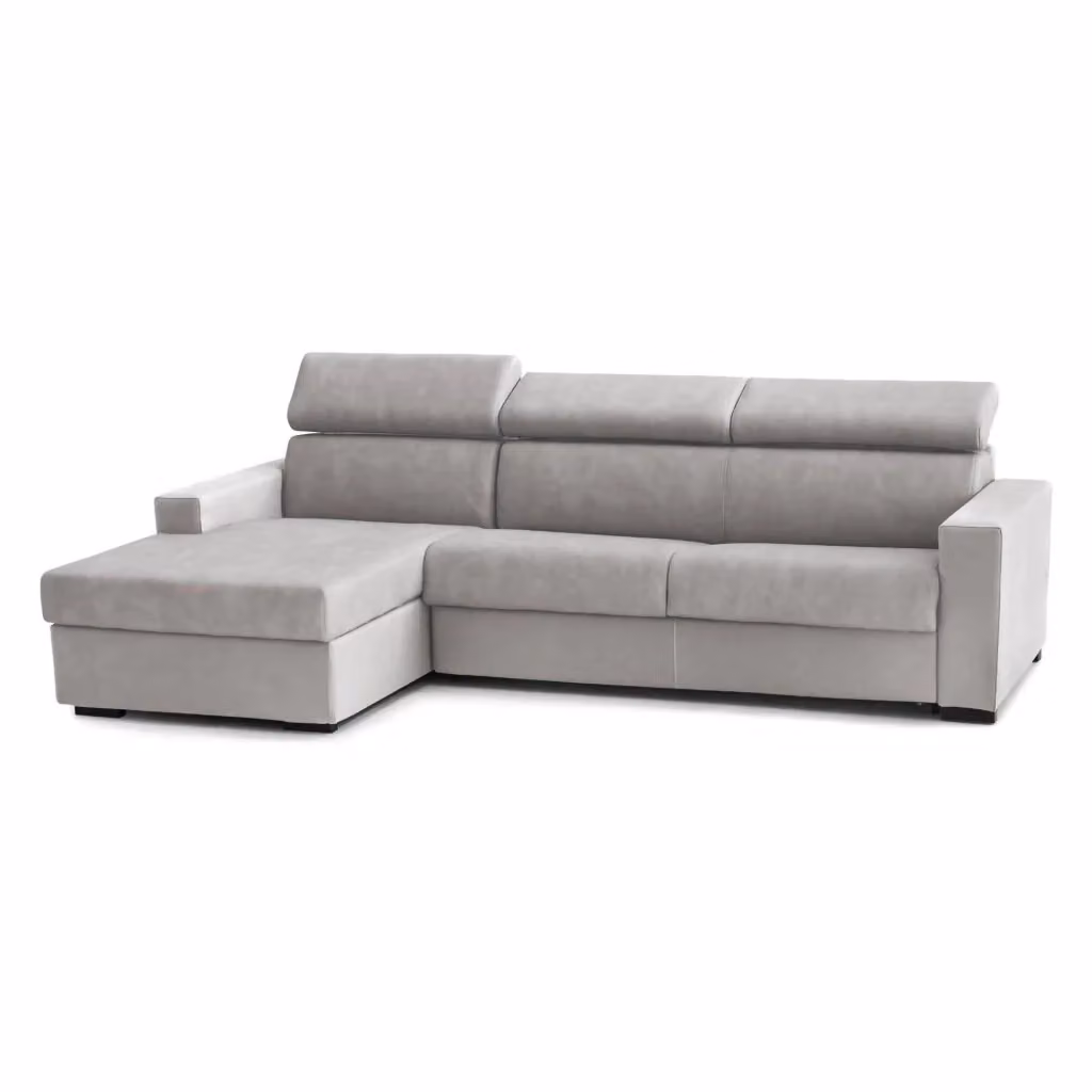Divano Letto Alibabah Made in Italy con Penisola Contenitore Sinistra e Apertura Girevole, Grigio, L: 280 cm, P: 95 cm, H: 85 cm – 2