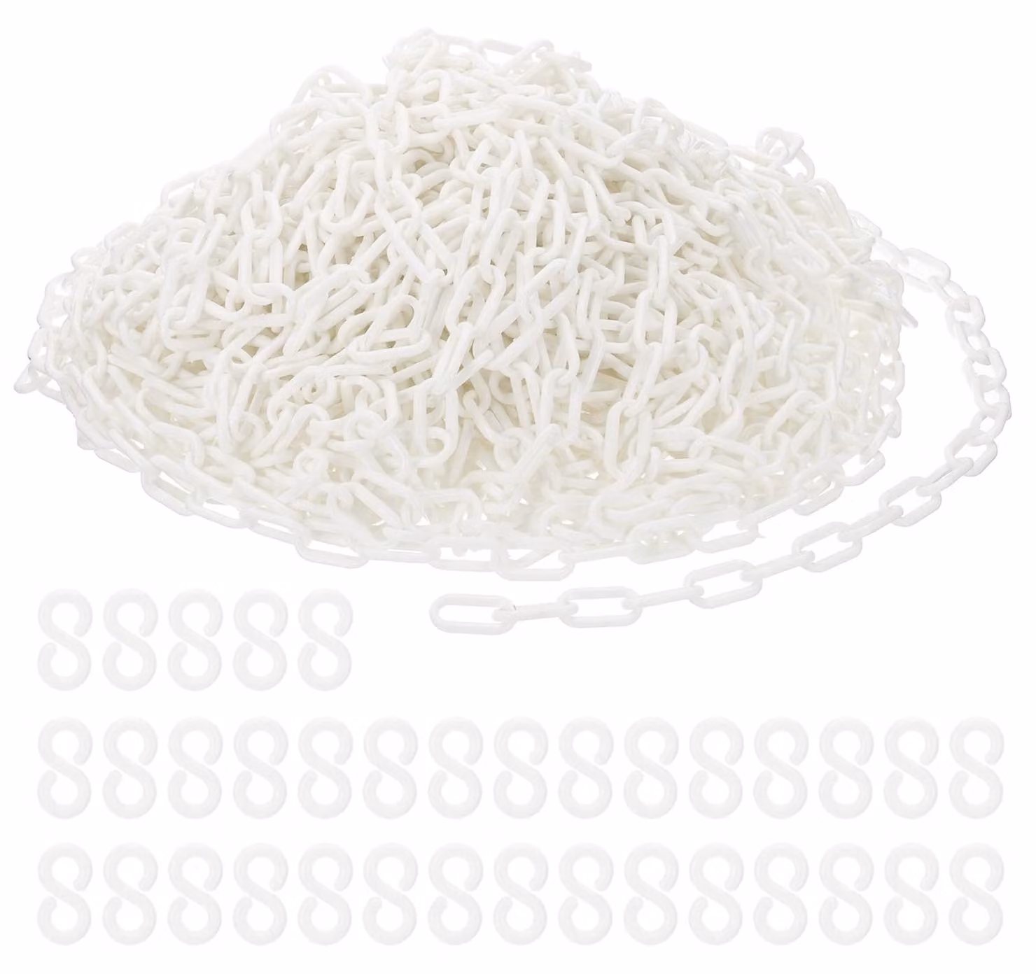 Catena di sicurezza in plastica, lunghezza 60 metri, colore bianco, dimensioni 35x20x6 mm, per delimitazioni