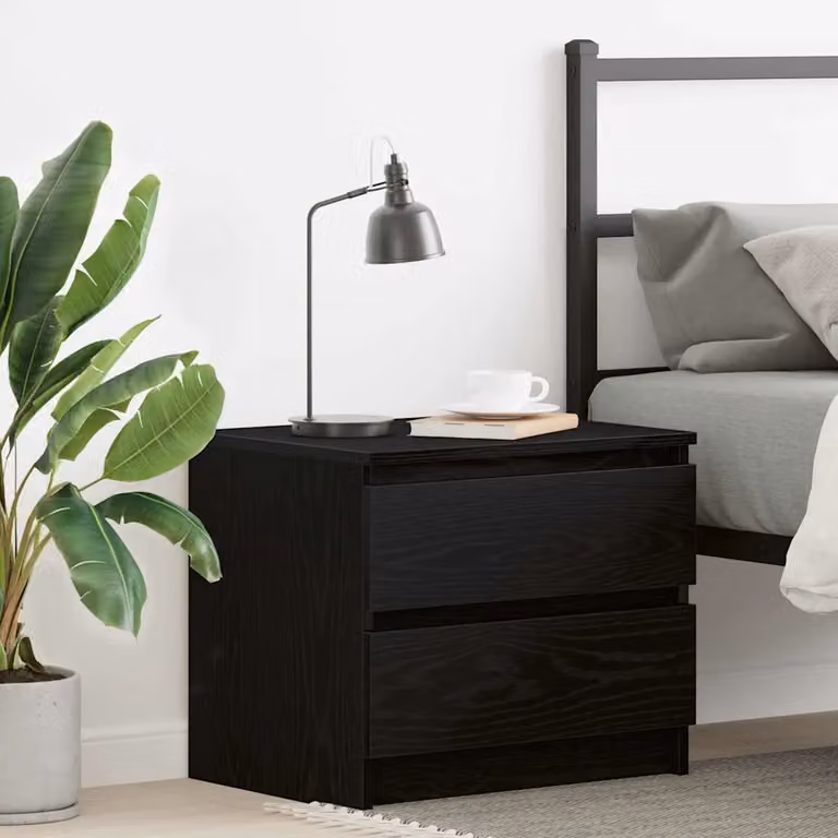 Armadio da Notte vidaXL in stile Rustico, Colore Rovere e Nero, L 50 cm x P 40 cm x H 43,5 cm