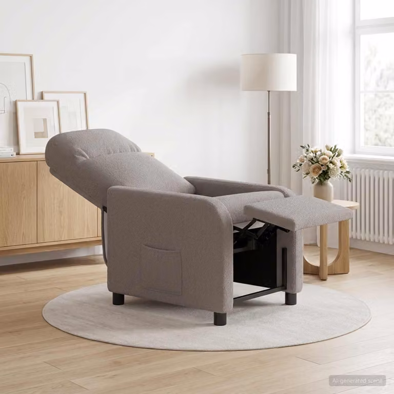 vidaXL Poltrona reclinabile moderna in tessuto bouclé Grigio con braccioli