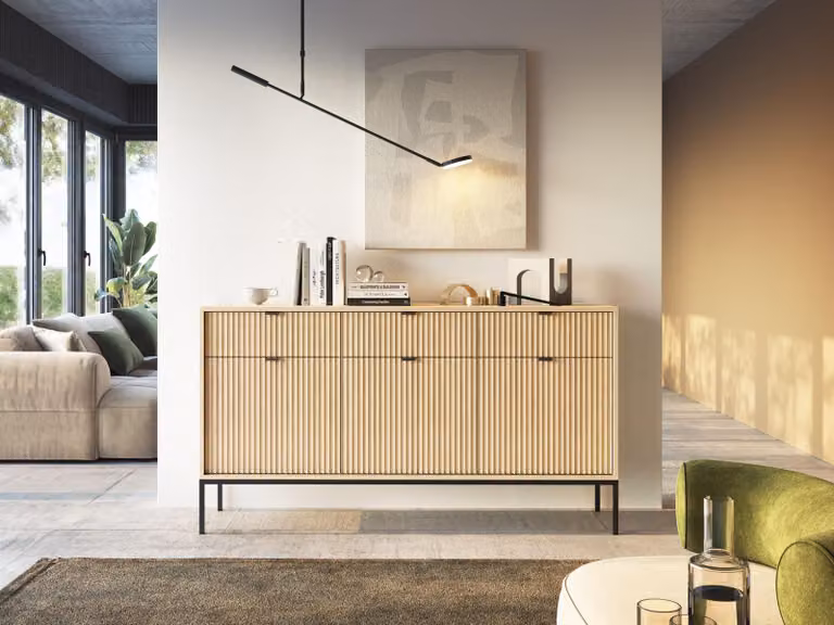Cassettiera combinata di grandi dimensioni MISHEEL - rovere / nero
