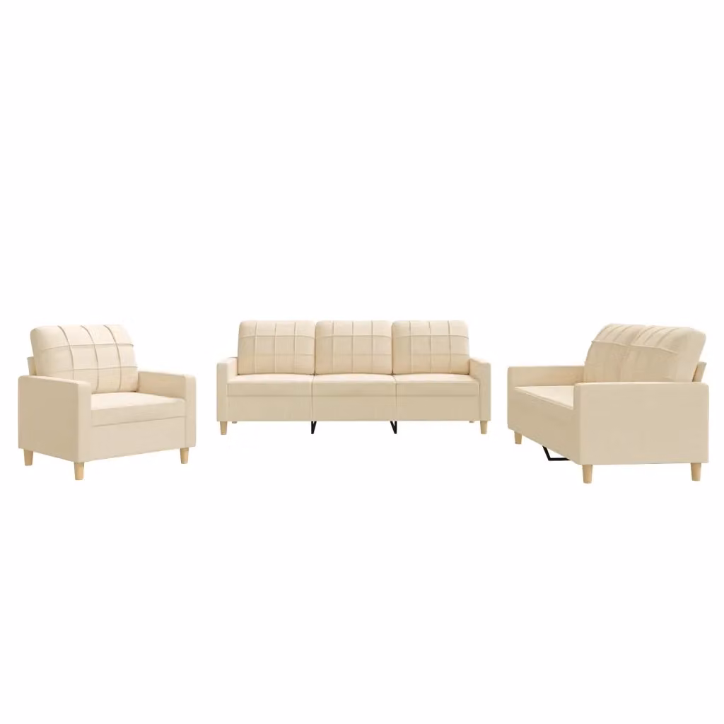 Set di divani moderno vidaXL in tessuto beige con cuscini per soggiorno – 2