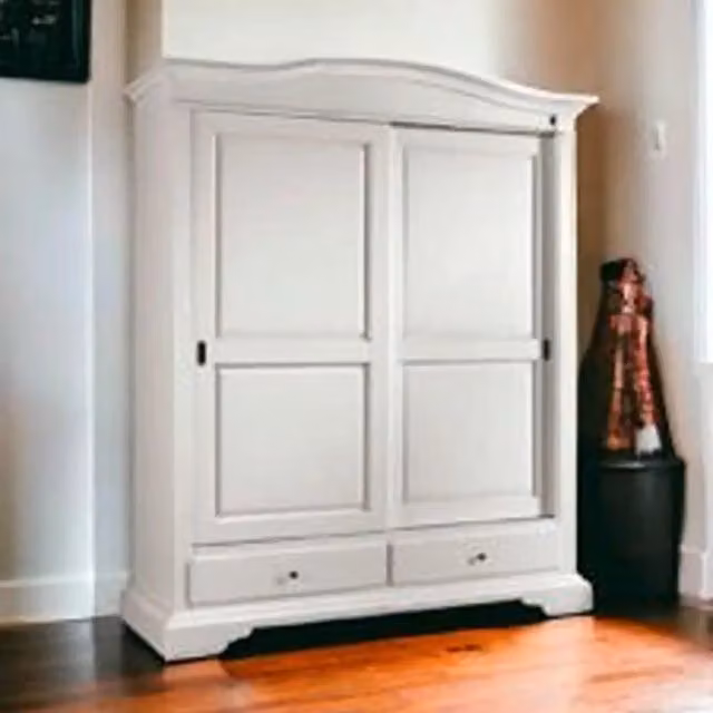 Armadio Shabby Chic KIVIO con 2 Ante Scorrevoli Bianco Modello Gendarme Maxi L: 180 cm, P: 65 cm, H: 220 cm – 1