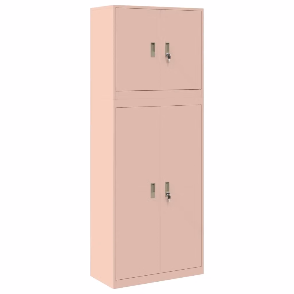 Set di 2 armadi vidaXL in acciaio rosa con ante a battente e serratura, L/P/H: 80 x 40 x 210 cm – 2