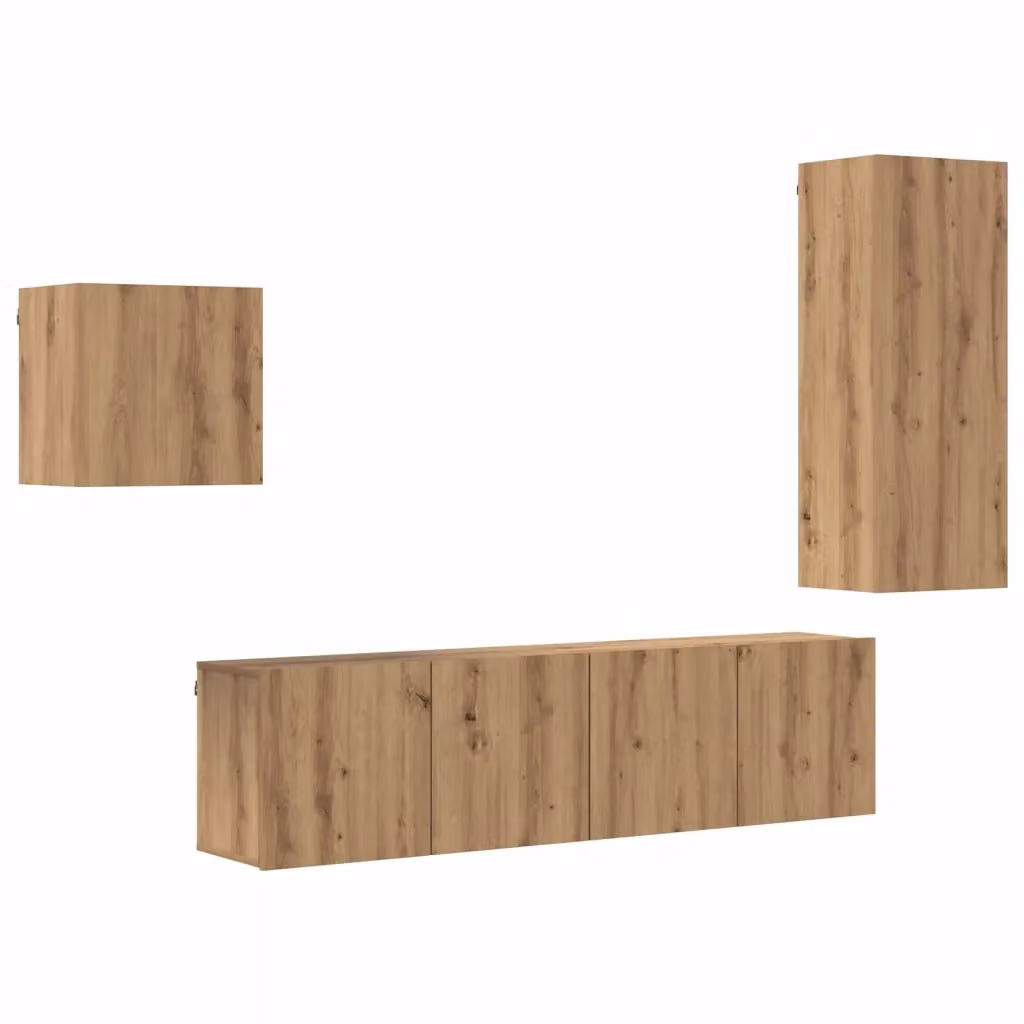 Mobile TV minimalista vidaXL in legno multistrato color rovere marrone, sospeso a parete – 2