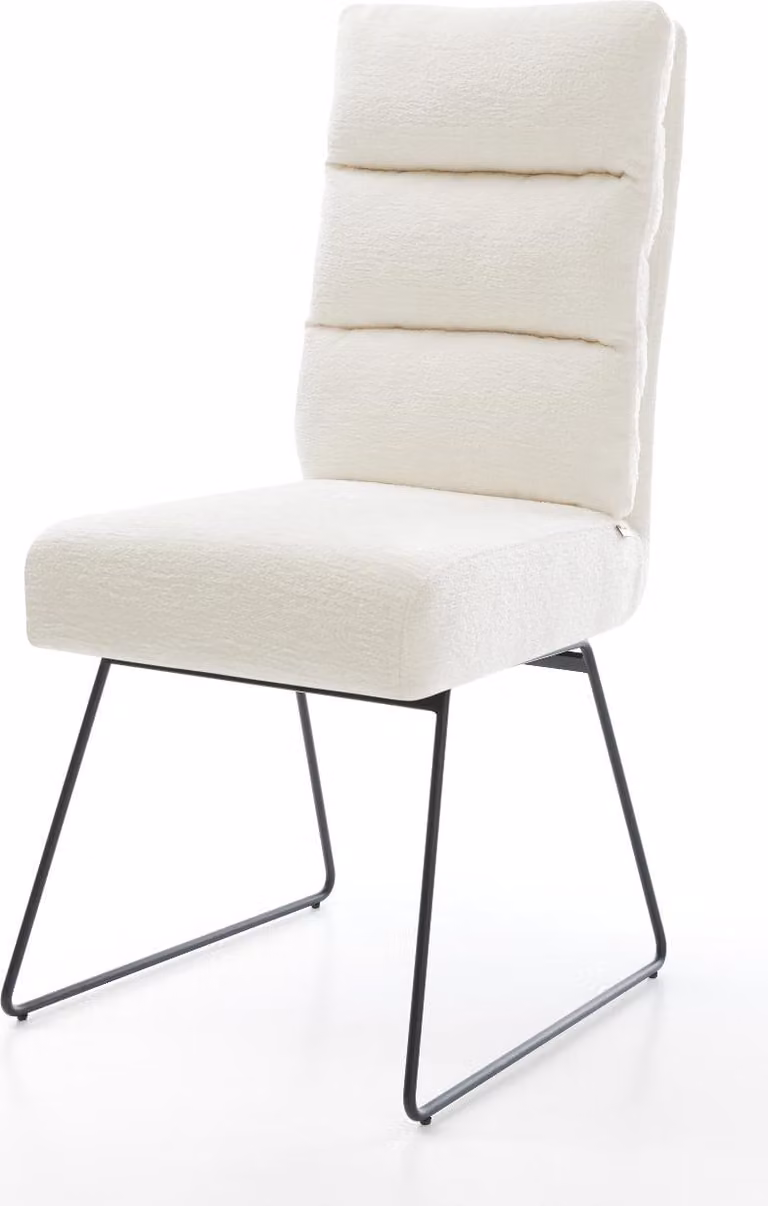 DELIFE Sedia da pranzo Pela-Flex Bouclé Soft Beige Base a slitta Nero Nucleo a molle tascabili