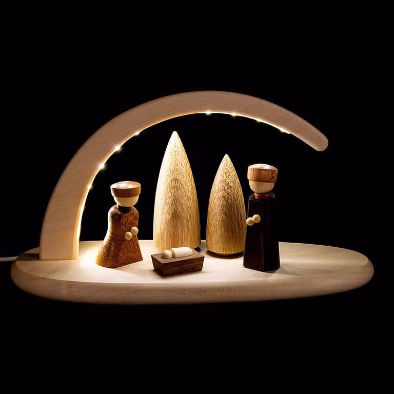 Arco di candele Maria e Giuseppe con illuminazione a LED LxAxP 24x13x10cm NUOVO