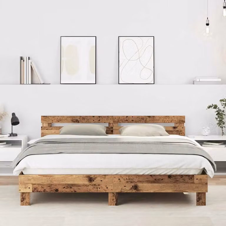 Struttura del letto moderna vidaXL in legno marrone L/P/H: 203 x 185 x 70 cm