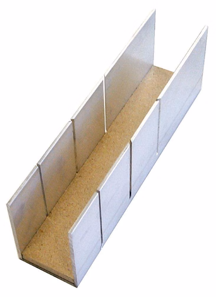 Supporto angolare da 245 x 50 x 80 mm, in alluminio con inserto in legno, per tagli precisi