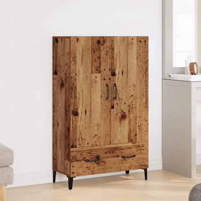 Credenza Buffet in Legno Antico Marrone L: 70 cm, P: 31 cm, H: 115 cm