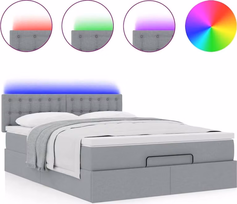 Struttura Letto Pouf con Materasso 140x200 cm in Tessuto