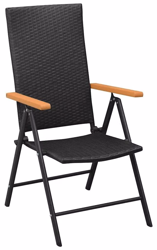 Set da giardino composto da 7 pezzi, nero e marrone - Set lounge in rattan sintetico - Tavolo con piano in vetro di 190 cm