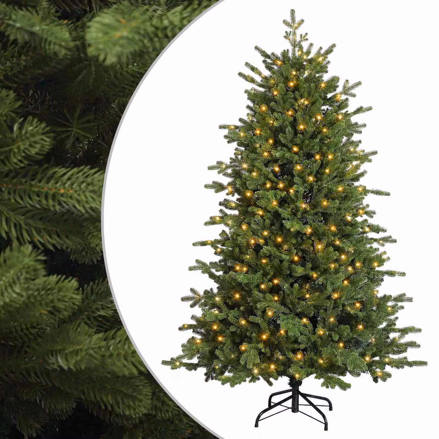 Albero di Natale artificiale verde vidaXL con 150 LED luce bianca calda, Altezza: 120 cm