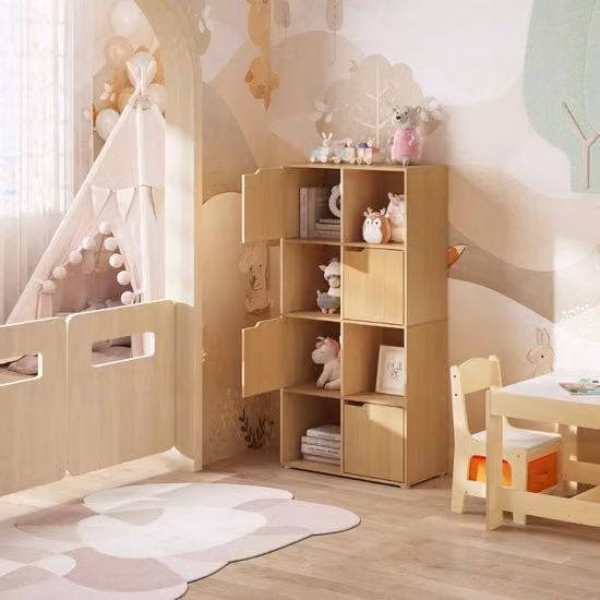 Cassettiere per Bambini - 60 x 30 x 120 cm - Mobili per Archiviazione per Bambini - Cassetto per Giochi - Camera da Bambino - Materiale Laccato Legno di Quercia