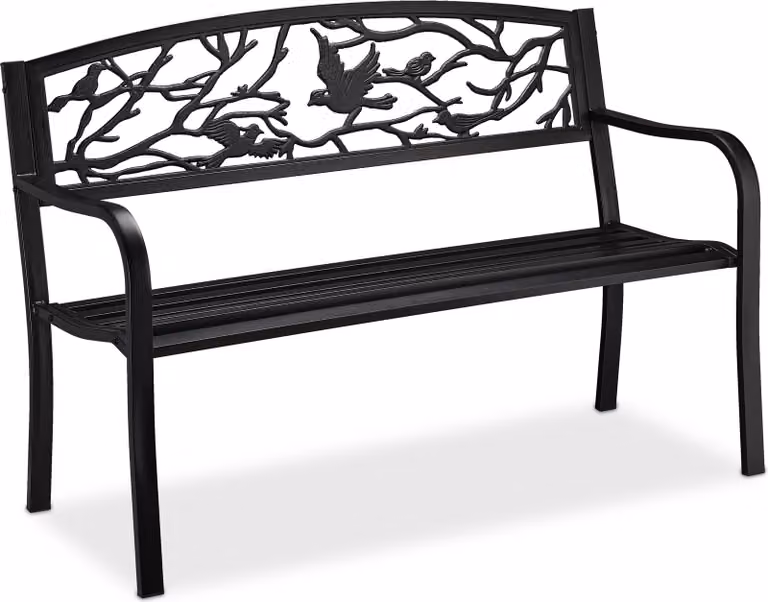 panca da giardino relaxdays 10030989_46 metallo nero 127,0 cm