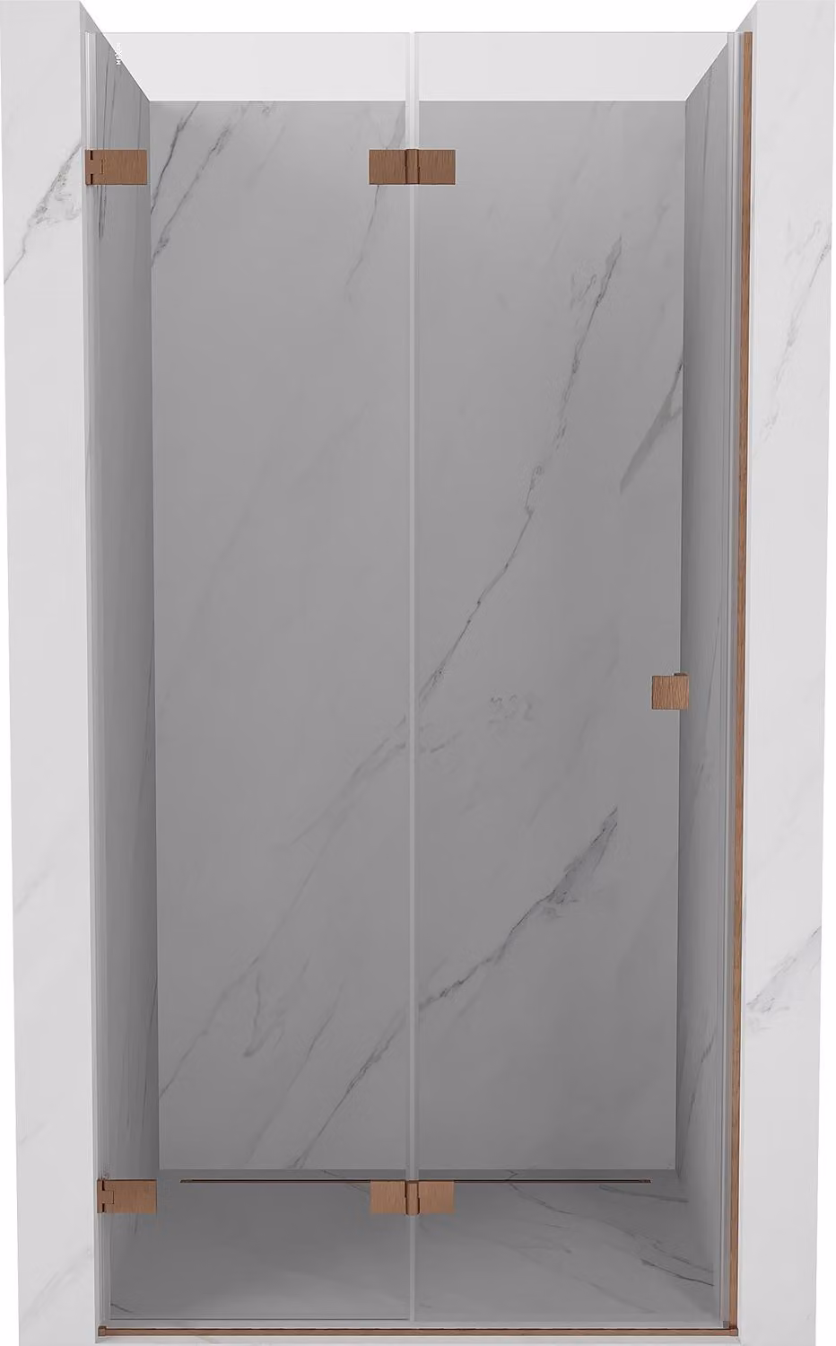 Mexen Lunar-F porta doccia pieghevole sinistra 90 cm, trasparente, rame spazzolato - 836-090-000-65-00-L