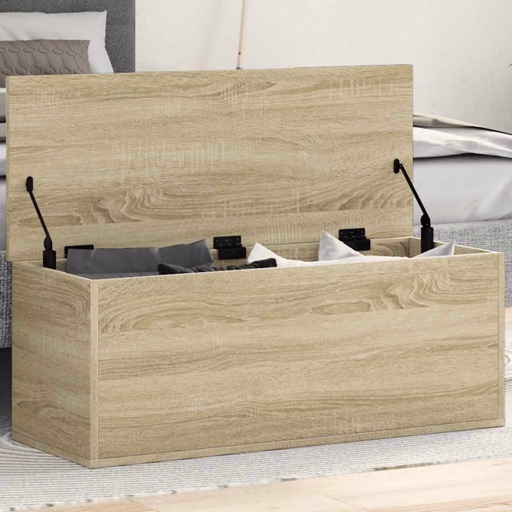 Contenitore Portaoggetti vidaXL in MDF Rovere Sonoma, Colore Marrone e Beige, L 90 x P 35 x H 35 cm