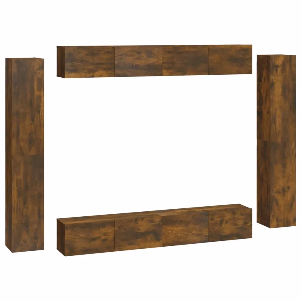 Set di mobili porta TV da 8 pezzi vidaXL in legno multistrato e MDF color rovere fumo per soggiorno – 2