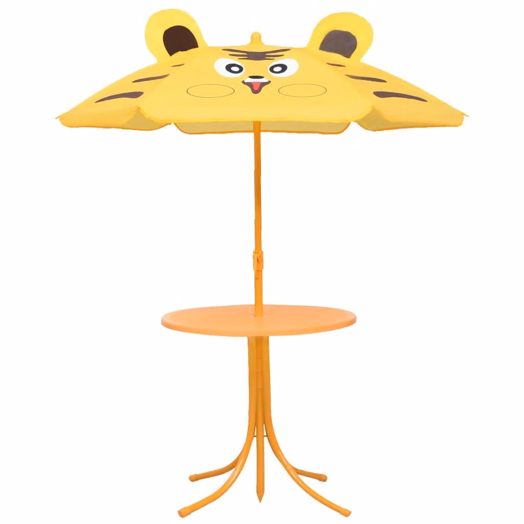 set bistrot da giardino per bambini da 3 pezzi con ombrellone giallo