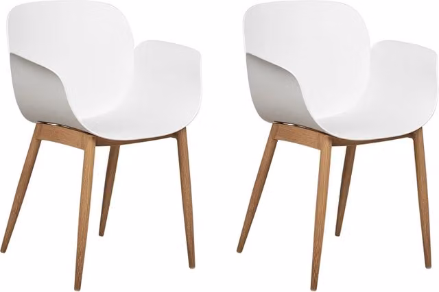 Set di 2 sedie da pranzo Sedute in plastica bianca Gambe in metallo per sala da pranzo cucina
