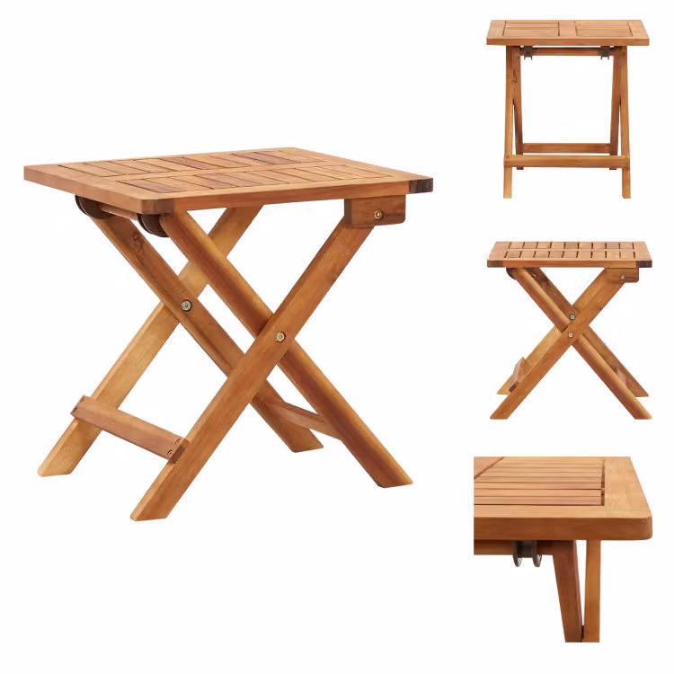 vidaXL Tavolino da giardino pieghevole 40 x 40 x 40 cm in legno massiccio di acacia - Tavoli da giardino