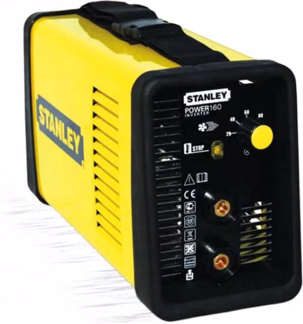 Saldatrice a Elettrodi MMA Inverter Stanley Power 160 Gialla con Valigia per Metallo