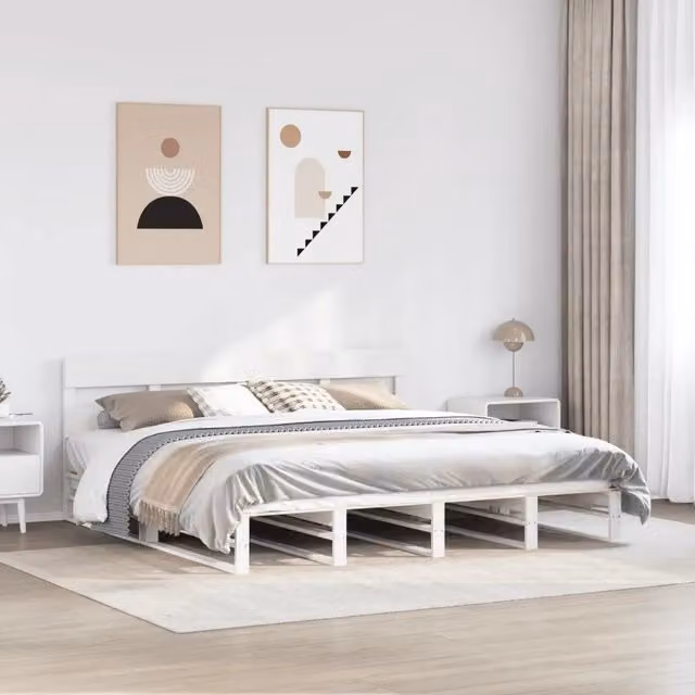 Giroletto senza Materasso Bianco 200x200 cm Legno Massello Pino 3302307