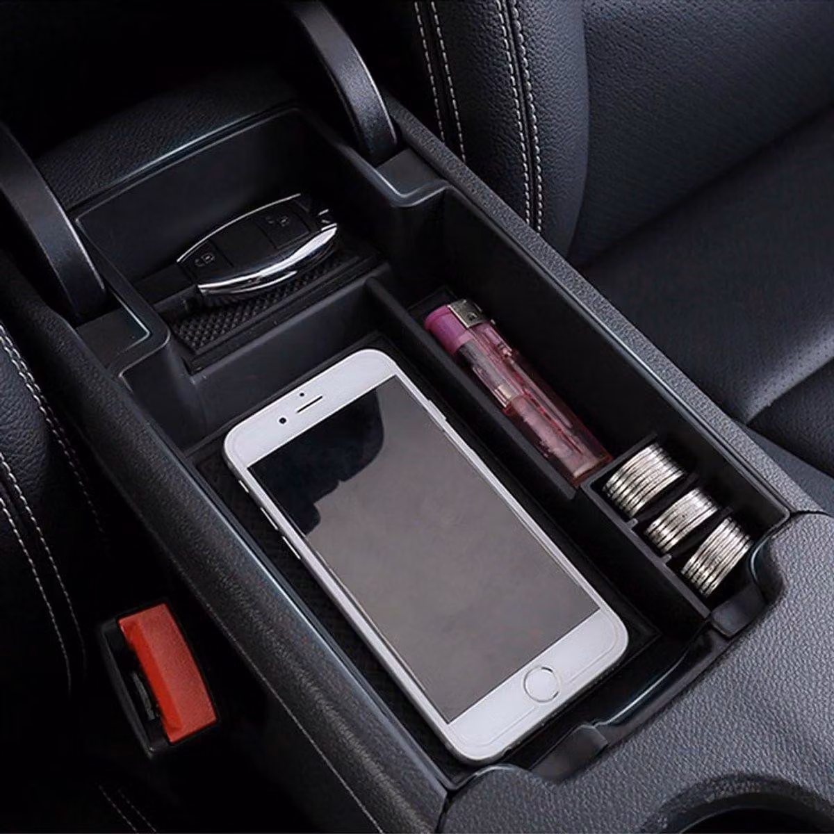 Contenitore portaoggetti per bracciolo, organizer per auto, compatibile con Mercedes Classe A (W176) A260, A200, A180, Classe B (W246) B180, B200, CLA (C117), GLA200, GLA220CDI, GLA250