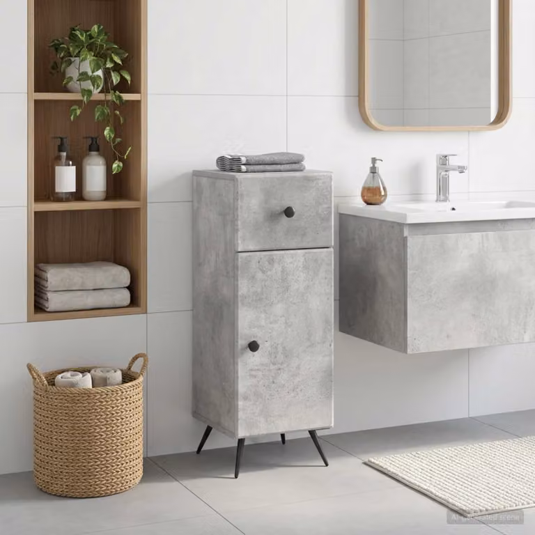 Mobiletto da bagno moderno vidaXL BREDA Grigio Cemento L: 30 cm, P: 31 cm, H: 80 cm