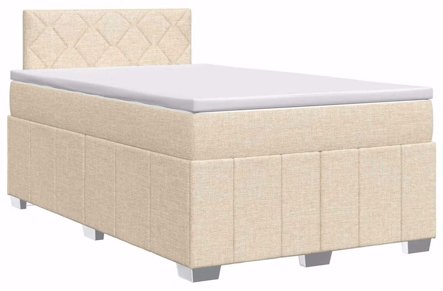 Letto a molle con materasso crema 120 x 200 cm in tessuto