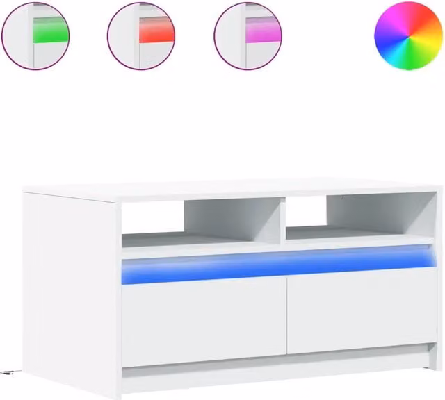 Tavolino da salotto | Tavolino da caff¨¨ | Tavolino da Soggiorno con Luci LED Bianco in Truciolato