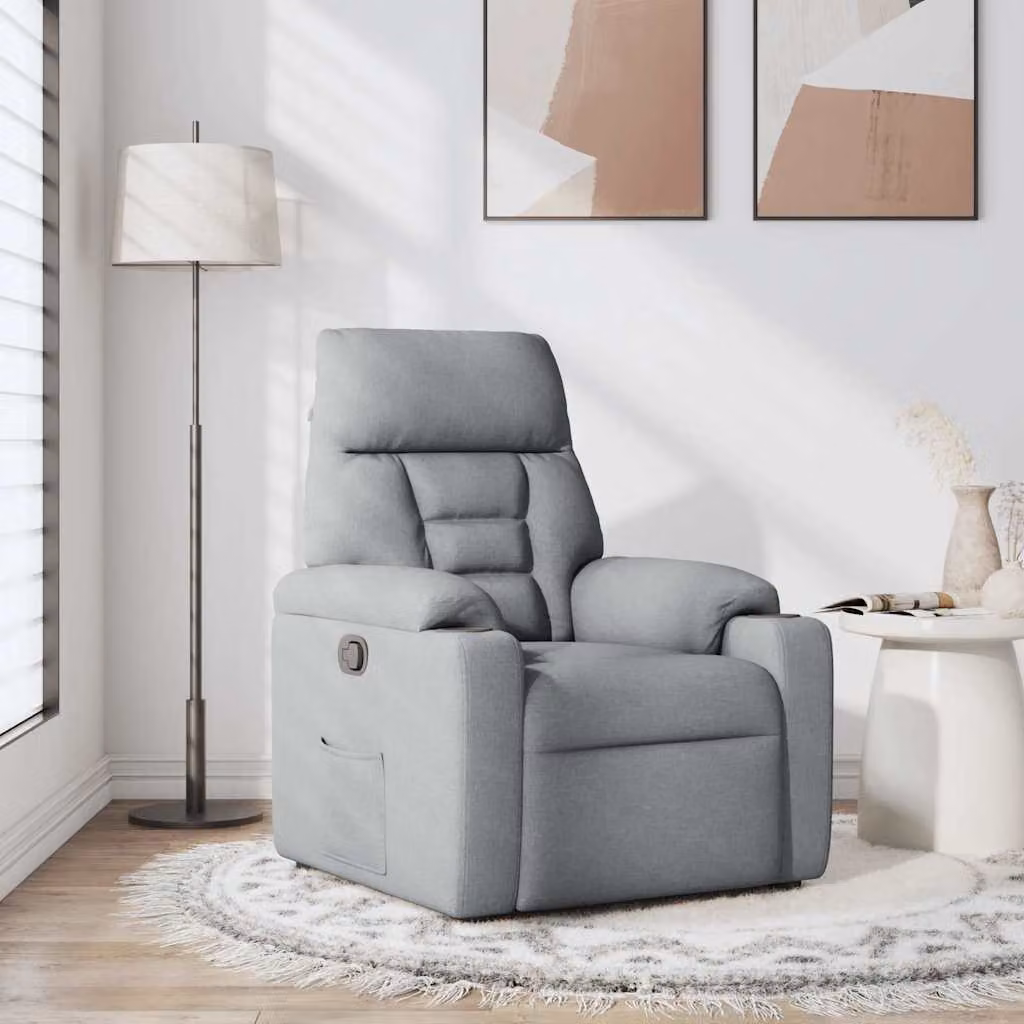 Poltrona Reclinabile in Tessuto Grigio Chiaro
