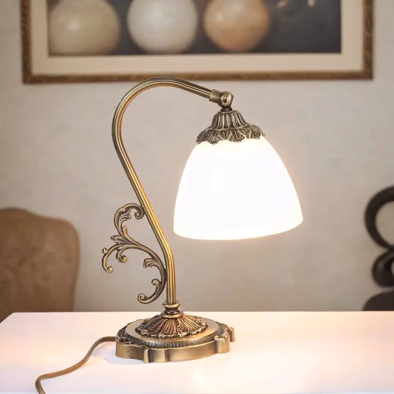 Lampada da tavolo ottone vetro 30 cm art nouveau E14 regolabile lampada da tavolo premium lampada da tavolo