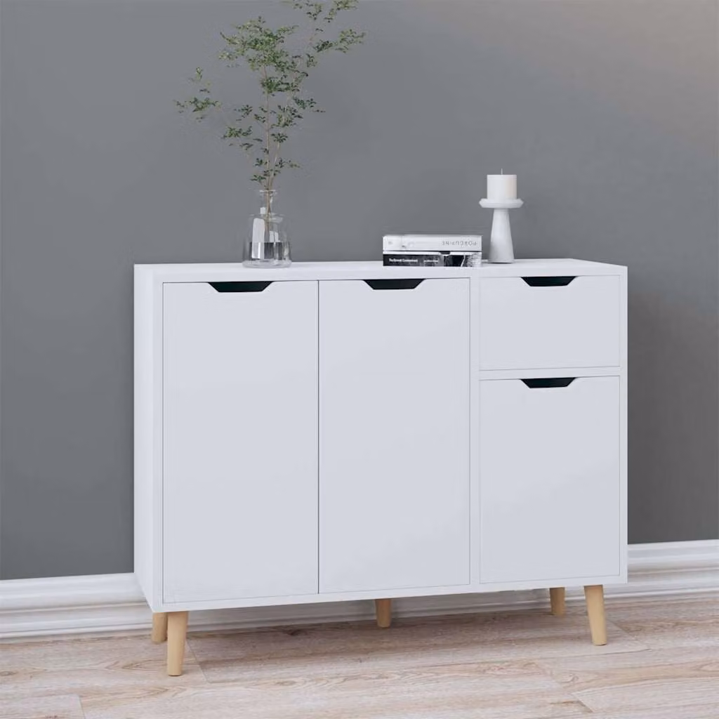 Credenza moderna vidaXL bianca in legno MDF per soggiorno L: 90 cm, P: 30 cm, H: 72 cm
