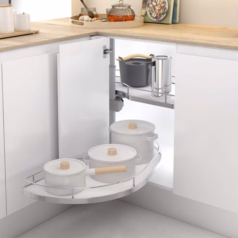 Cassetto estraibile per pensili, cromato, bianco, larghezza porta 500 mm