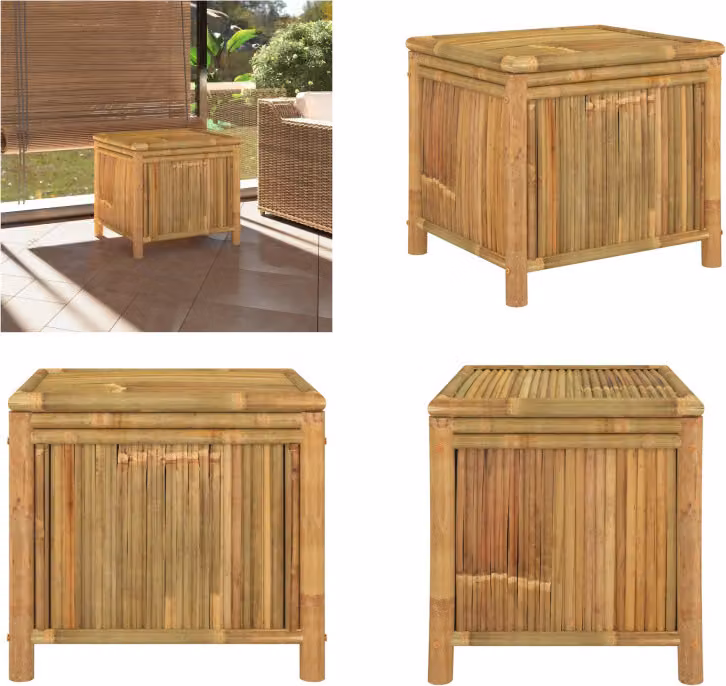 vidaXL Cassapanca da giardino 60x52x55 cm in bambù - Cassapanca da giardino - Cassapanche da giardino - Contenitore da giardino - Contenitore portaoggetti da giardino