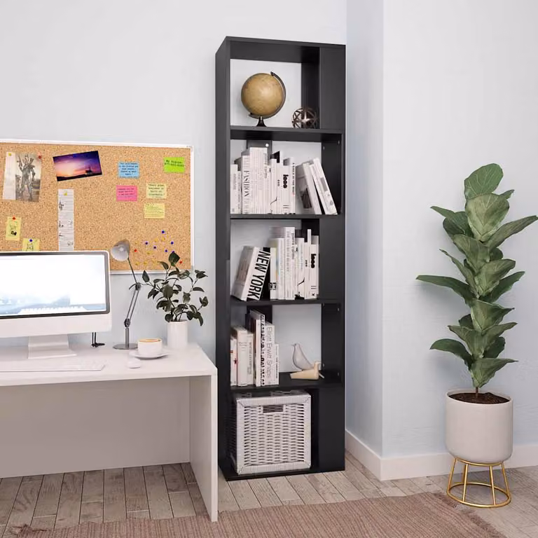 Libreria/Divisorio vidaXL Nero in Legno Multistrato e MDF, L 45 cm x P 24 cm x H 159 cm