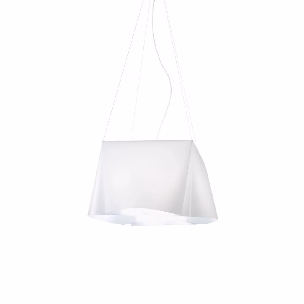 Lampada a sospensione moderna Wanda Polilux Linea Zero in bianco e metallo cromato, diametro 60 cm, attacco E27 – 2