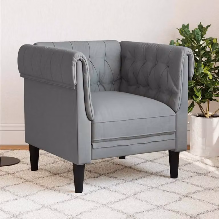 Divano Chesterfield vidaXL Grigio chiaro in Poliestere L: 78,5 cm, P: 74,5 cm, H: 74,5 cm